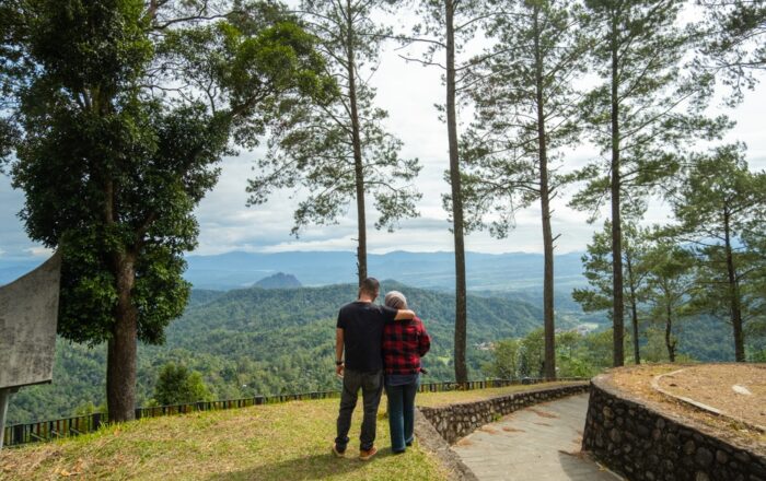 A,Couple,Stands,Arm,In,Arm,On,A,Hilltop,,Gazing